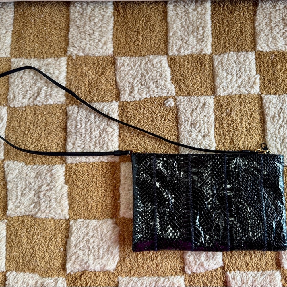 Vintage TJW by Mervyn’s Black Snakeskin Clutch Purse